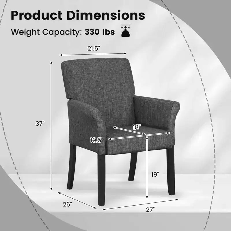 Upholstered Accent Chair with Rubber Wood Legs and Padded Armrests