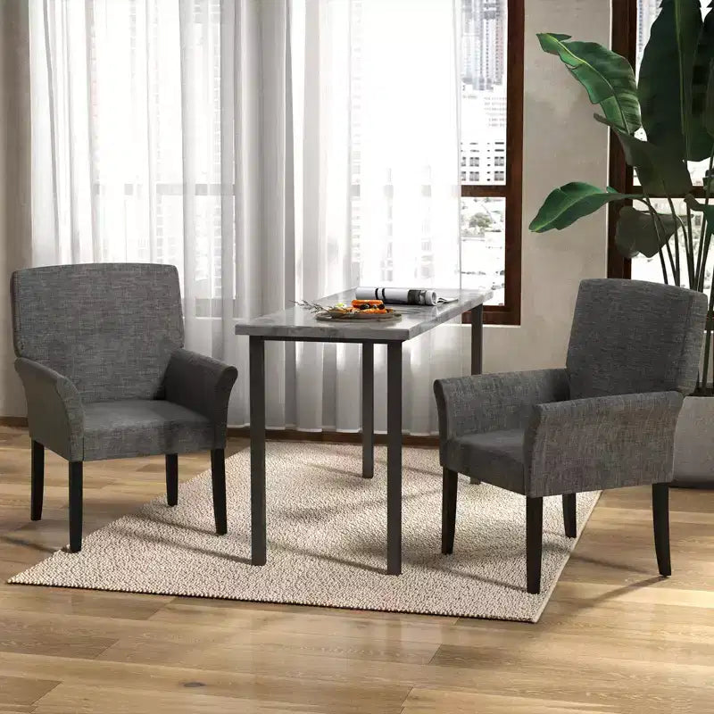 Upholstered Accent Chair with Rubber Wood Legs and Padded Armrests
