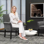 Upholstered Accent Chair with Rubber Wood Legs and Padded Armrests