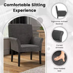 Upholstered Accent Chair with Rubber Wood Legs and Padded Armrests