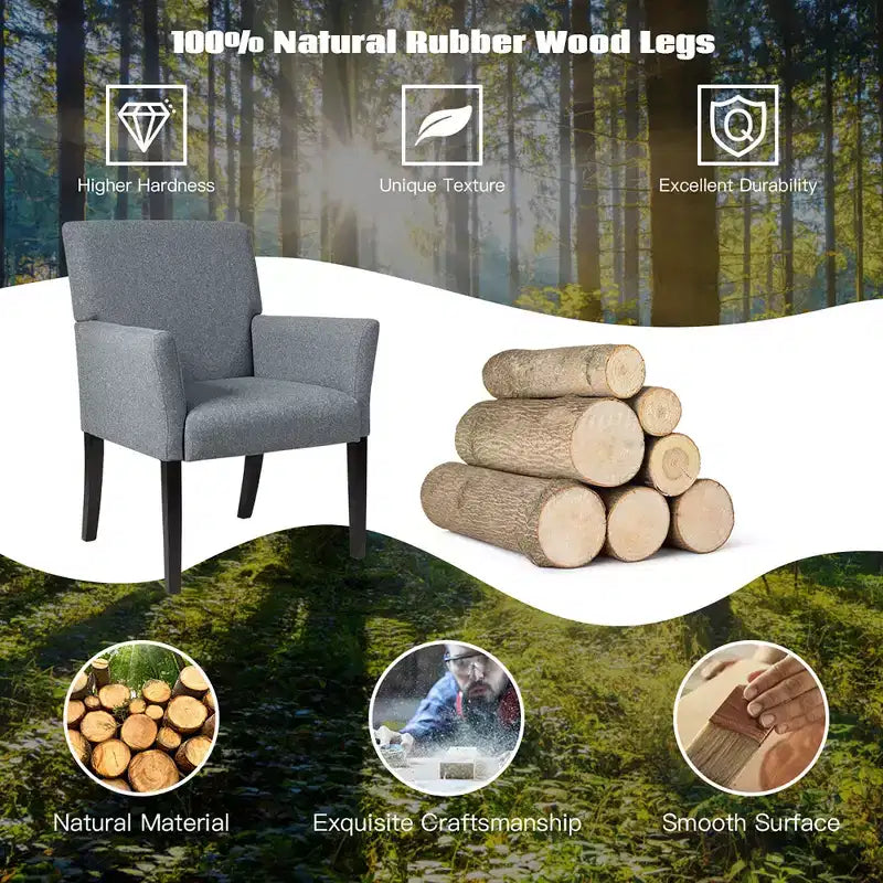 Upholstered Accent Chair with Rubber Wood Legs and Padded Armrests