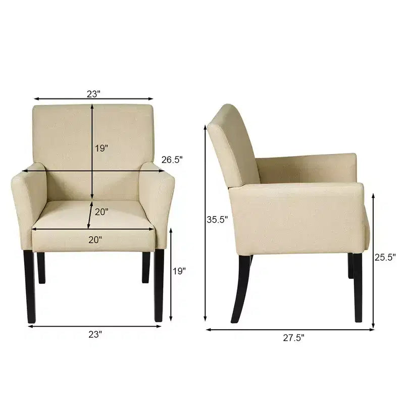 Upholstered Accent Chair with Rubber Wood Legs and Padded Armrests
