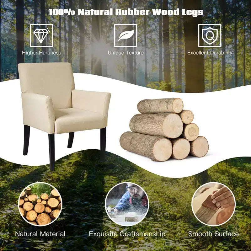 Upholstered Accent Chair with Rubber Wood Legs and Padded Armrests