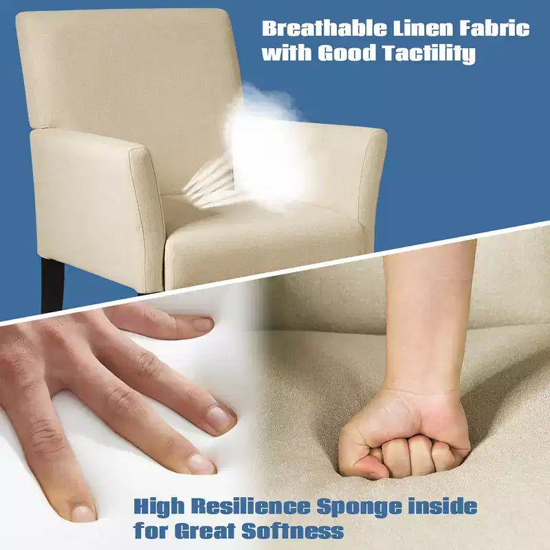 Upholstered Accent Chair with Rubber Wood Legs and Padded Armrests