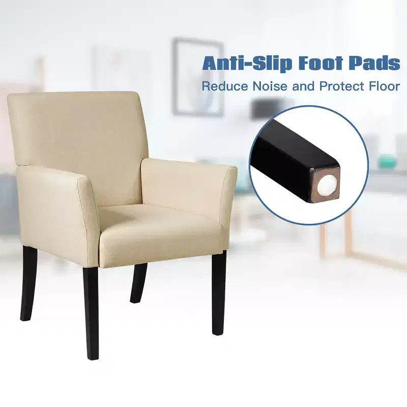 Upholstered Accent Chair with Rubber Wood Legs and Padded Armrests