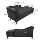 Velvet Chaise Longue with Storage, Pillow and Nailhead Accents