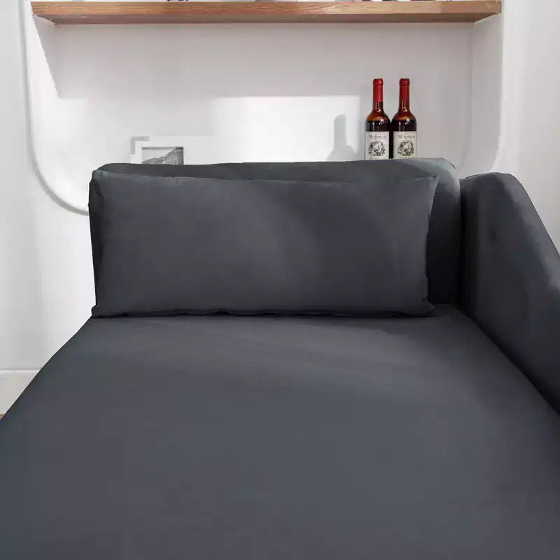 Velvet Chaise Longue with Storage, Pillow and Nailhead Accents