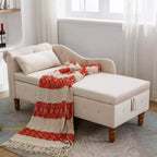 Velvet Chaise Longue with Storage, Pillow and Nailhead Accents