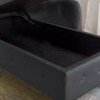 Velvet Chaise Longue with Storage, Pillow and Nailhead Accents