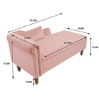 Velvet Chaise Longue with Storage, Pillow and Nailhead Accents