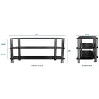 Glass TV Stand for Flat Screen TVs 40-60 Inch | Three Tempered Glass Shelves | Black