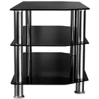 Glass TV Stand for Flat Screen TVs 40-60 Inch | Three Tempered Glass Shelves | Black