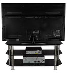 Glass TV Stand for Flat Screen TVs 40-60 Inch | Three Tempered Glass Shelves | Black