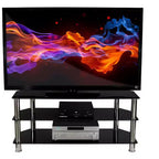 Glass TV Stand for Flat Screen TVs 40-60 Inch | Three Tempered Glass Shelves | Black